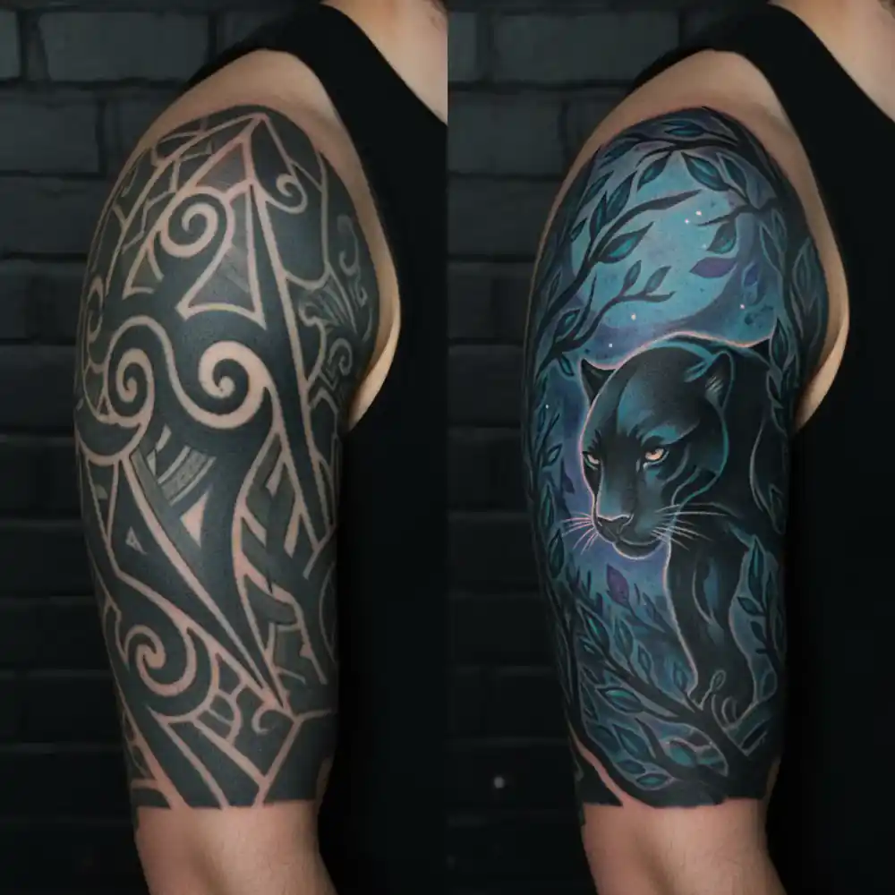 Before and after tattoo cover up