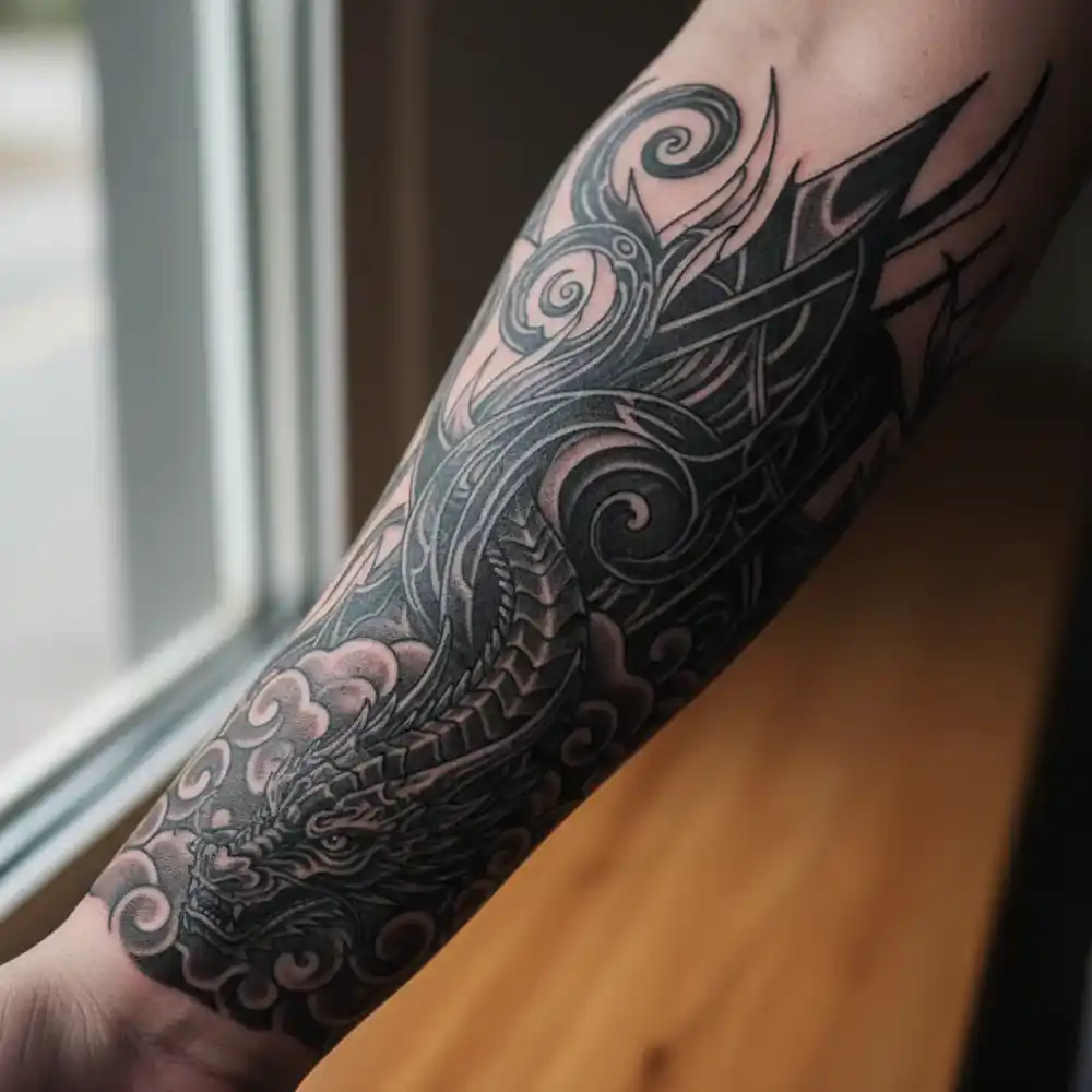 Intricate forearm tattoo