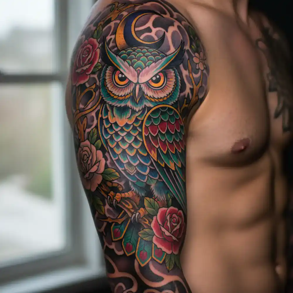Colorful neotraditional tattoo