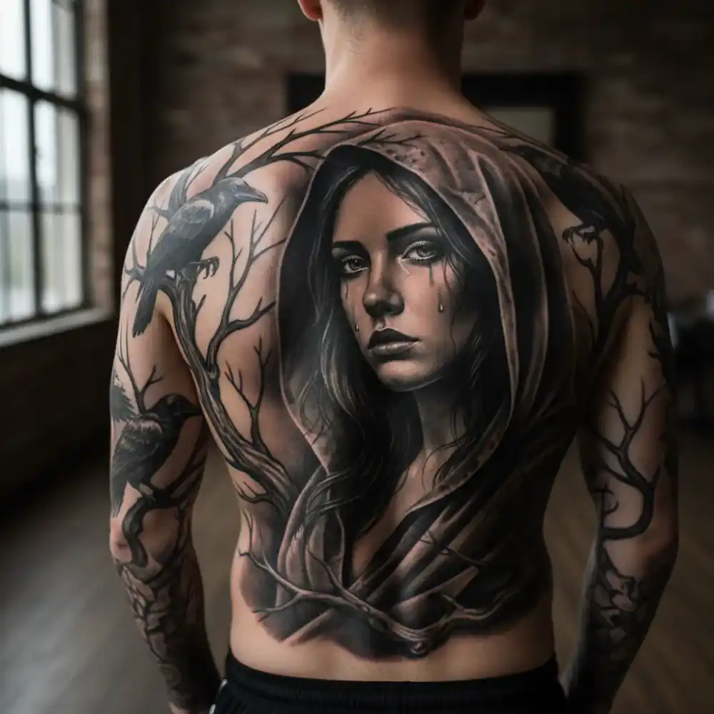 Photorealistic portrait tattoo