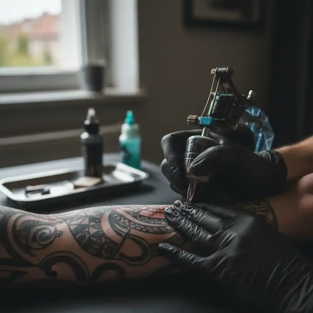 Close up of tattooing