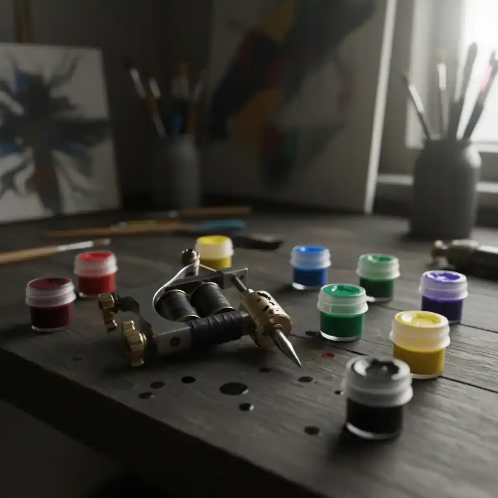 Tattoo machine and ink caps